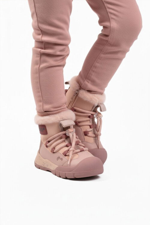 Pembe İçi Kürklü Soğuğa Dirençli Kaymaz Taban Kız Çocuk Bot 22671 F