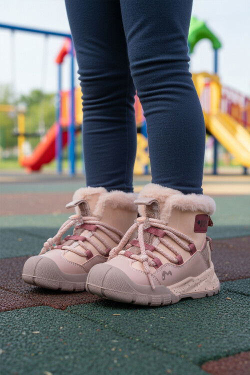 Pembe İçi Kürklü Soğuğa Dirençli Kaymaz Taban Kız Çocuk Bot 22671 F