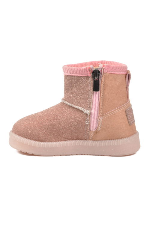 Pembe Simli İçi Kürklü Fermuarlı Bebek Bot 1212 B