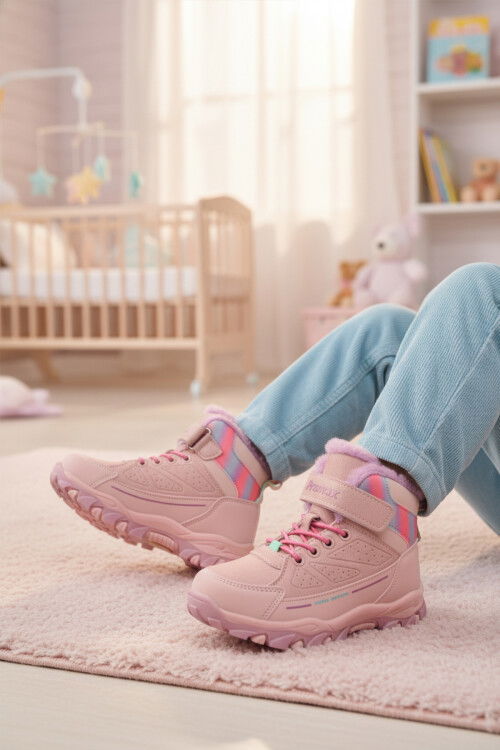 Pembe Kürklü Kaymaz Cırtlı Kız Çocuk Bot 2082 P