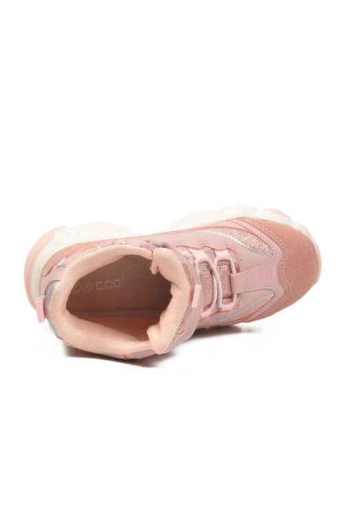Pudra Cırtlı Desenli Kaymaz Taban Kız Çocuk Spor Ayakkabı Bella Uzun F