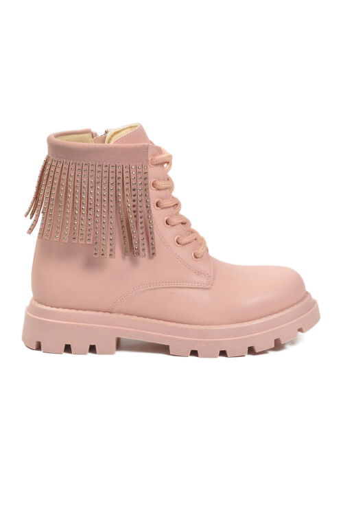 Pudra İçi Polarlı Kaymaz Taban Fermuarlı Kız Çocuk Bot Alya F