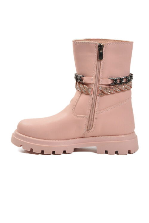 Pudra İçi Polarlı Kaymaz Kız Çocuk Çizme Duru F