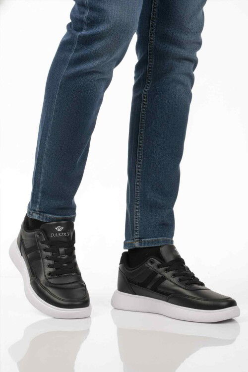 Siyah Beyaz Bağcıklı Erkek Casual Ayakkabı 128 Cilt M