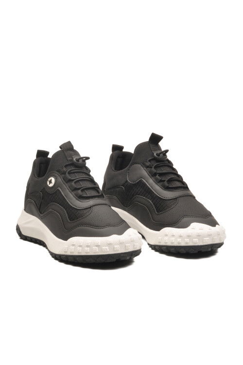 Siyah Beyaz Lastik Bağcıklı Erkek Çocuk Spor Ayakkabı G63 Kids F