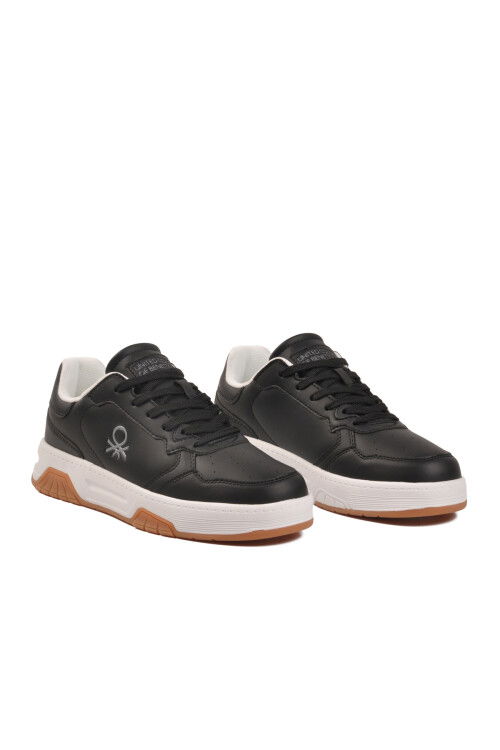 Siyah Beyaz Bağcıklı Cilt Memory Foam Erkek Spor Ayakkabı BNI-11219 M