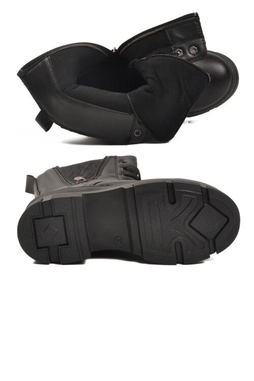 Siyah Cilt İçi Polarlı Kaymaz Taban Kız Çocuk Bot G-1001 F Frmr