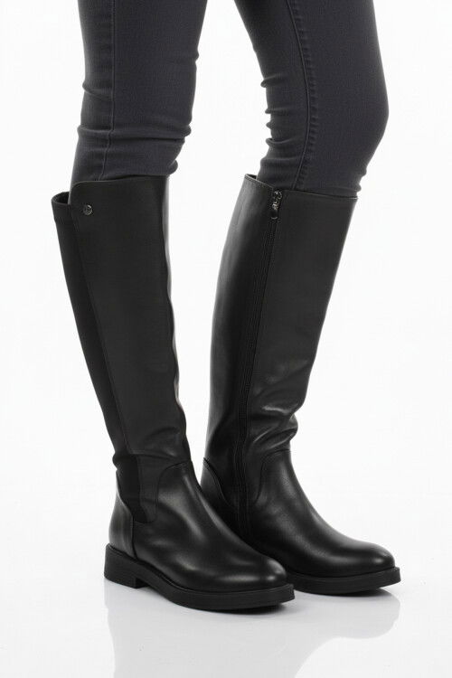 Black Skin Stretch Flexible Ankle Womens Boots PC-52066 Z