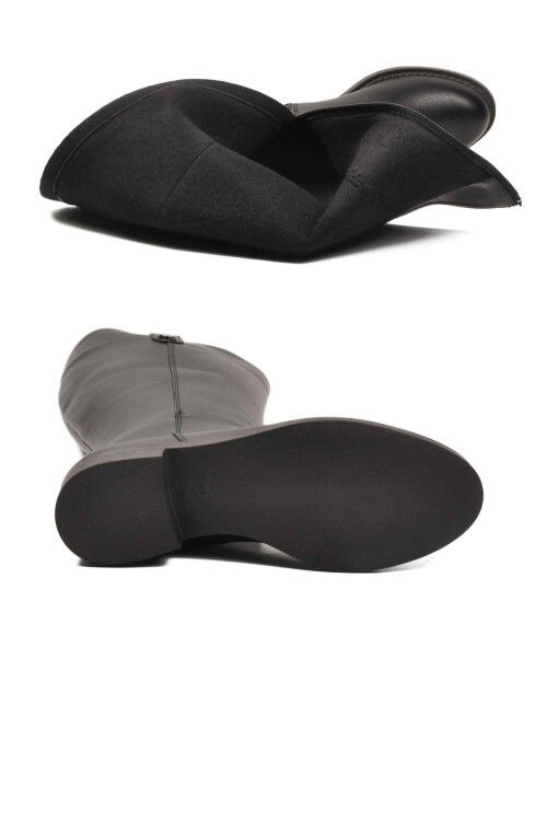 Siyah Cilt İçi Polarlı Fermuarlı Kadın Çizme 224578 Z