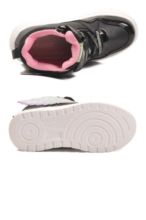 Siyah Cırtlı Hafif Bilek Boy Kız Çocuk Spor Ayakkabı Helen F