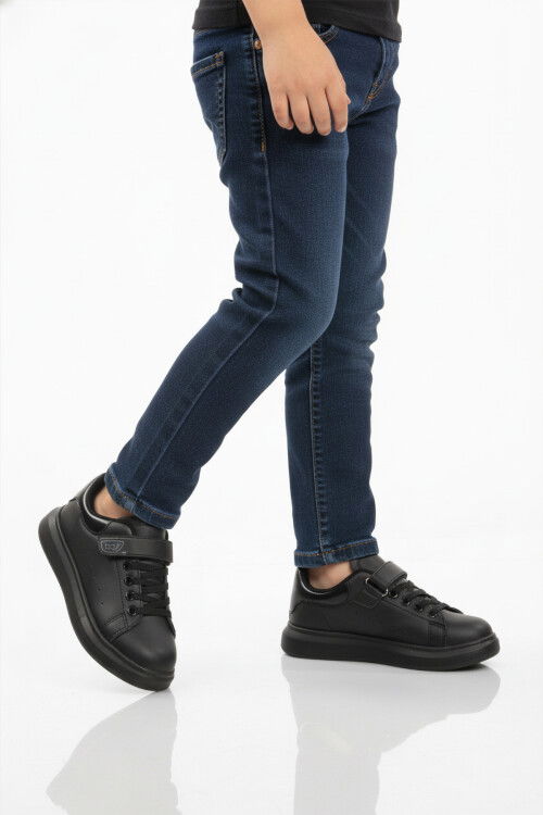 Siyah Cırtlı Unisex Çocuk Spor Ayakkabı 150 F