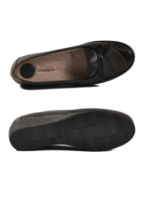 Black Wide Mold Gel Sole Anatomic Womens Casual Shoes 200 Z