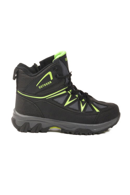 Siyah Gri Polarlı Kaymaz Unisex Çocuk Outdoor Bot 2301 F