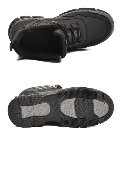 Siyah Gri Kaymaz Taban Fermuarlı Unisex Outdoor Bot 444 G