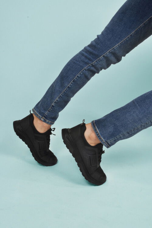 Black Lightweight Flexible Lock Lace-Up Mens Sneakers Nans 6006 M