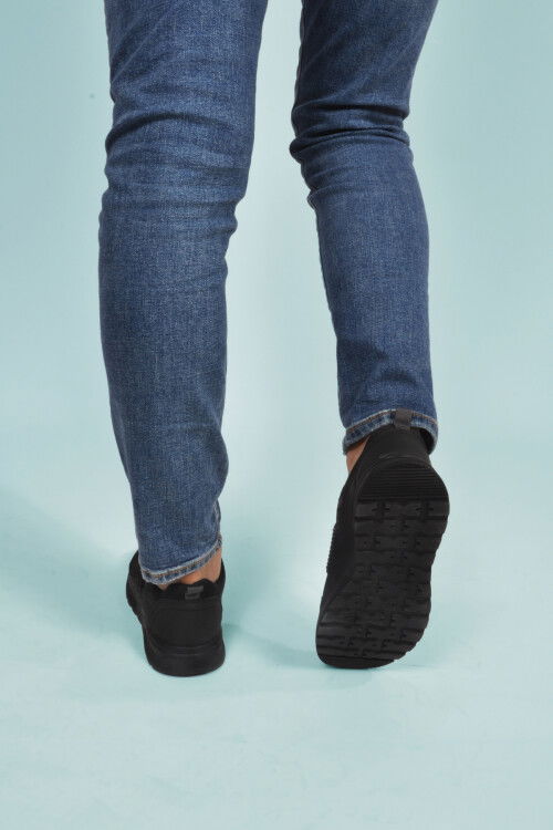 Black Lightweight Flexible Lock Lace-Up Mens Sneakers Nans 6006 M