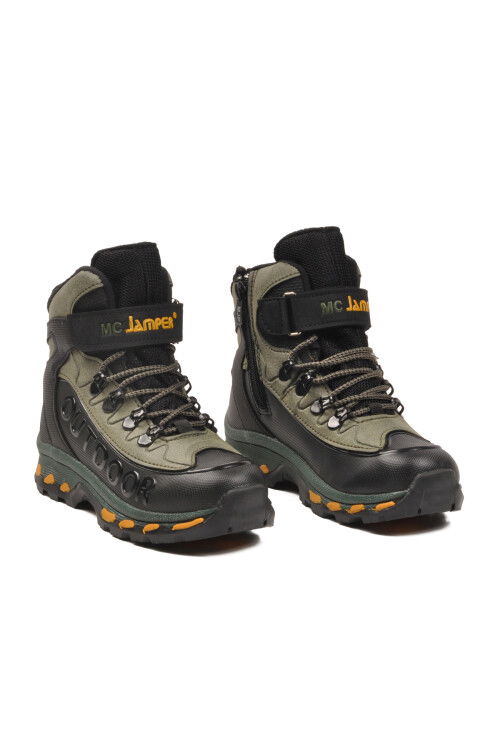 Siyah Haki Polarlı Kaymaz Fermuarlı Unisex Outdoor Çocuk Bot 2115 F