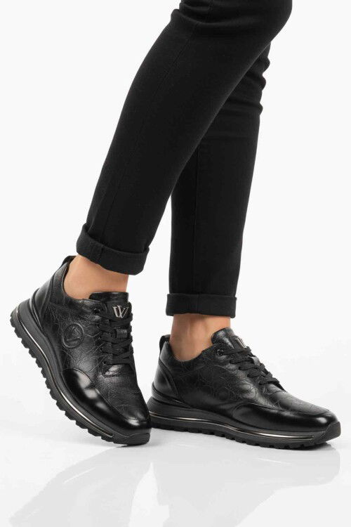 Siyah Hakiki Deri Bağcıklı Erkek Sneaker M112 M