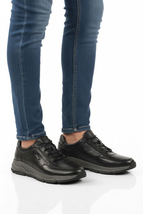 Siyah Hakiki Deri Erkek Casual Ayakkabı 3146 M