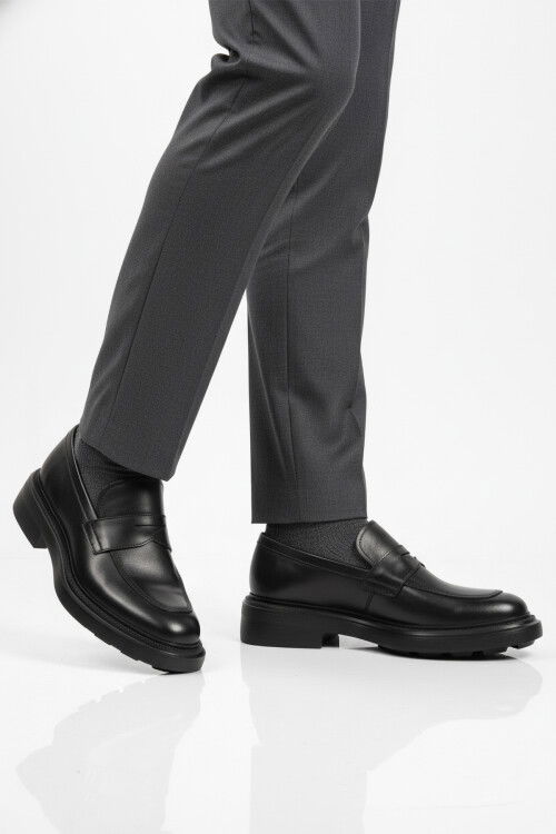 Siyah Hakiki Deri Erkek Casual Ayakkabı 3254 M