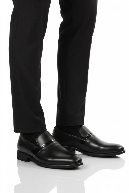 Siyah Hakiki Deri Erkek Klasik Ayakkabı 02213 M