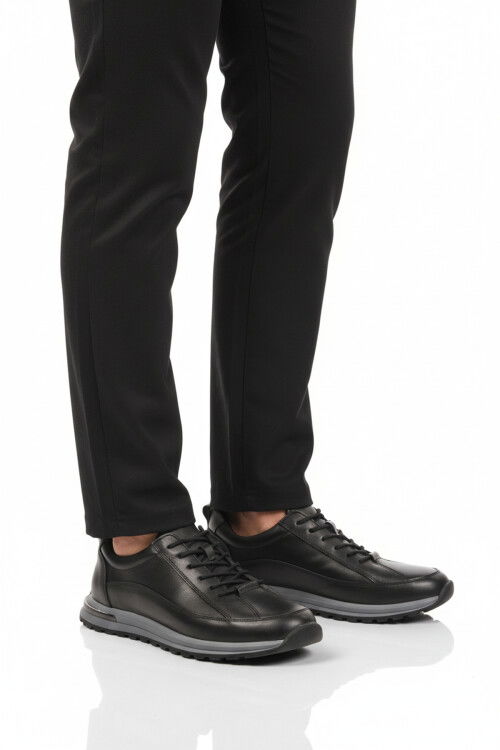 Siyah Hakiki Deri Erkek Sneaker 2036 M