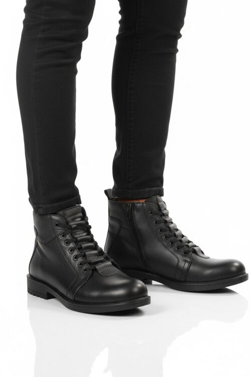 Black Genuine Leather Mens Boots 705 M