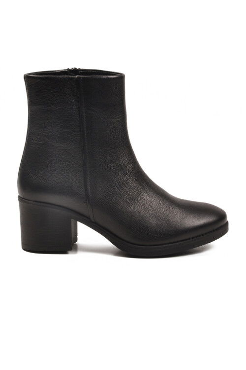 Siyah Hakiki Deri Fermuarlı Polarlı Kadın Bot 92162-1 Z