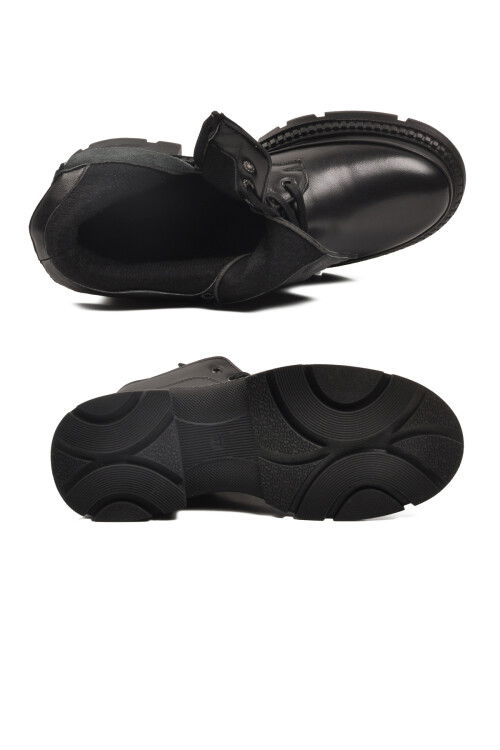 Siyah Hakiki Deri İçi Polarlı Kadın Bot Z505 Z