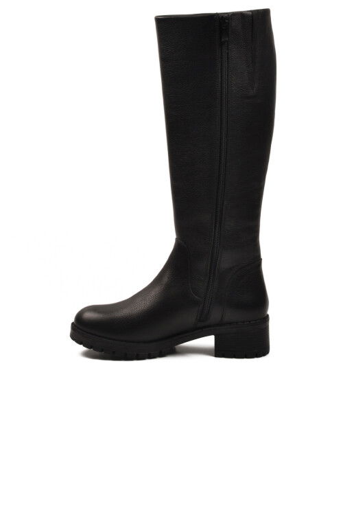 Siyah Hakiki Deri İçi Polarlı Kaymaz Kadın Çizme 26900-1 Z