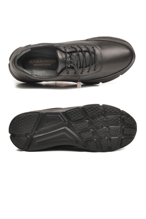 Siyah Hakiki Deri Ortopedik Kadın Casual Ayakkabı 695 Z