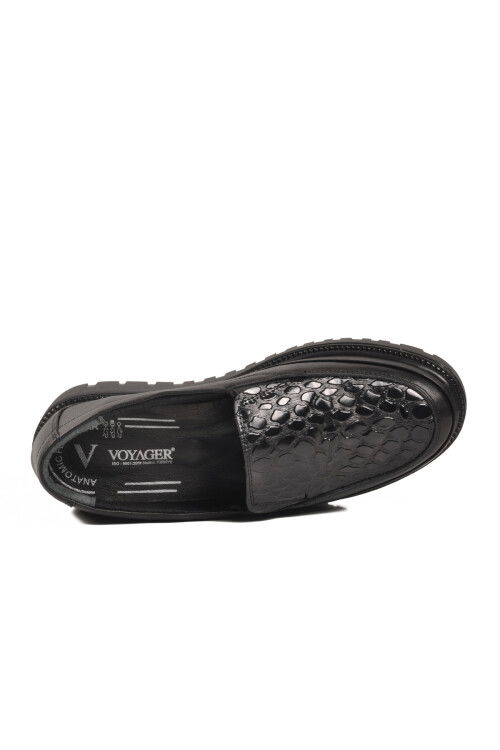 Siyah Hakiki Deri Anatomik Kadın Casual Ayakkabı Z399 Z