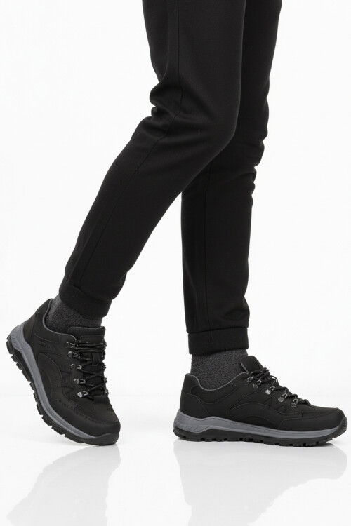 Black Genuine Leather Non-Slip Water Repellent Mens Outdoor Shoes 2341 M