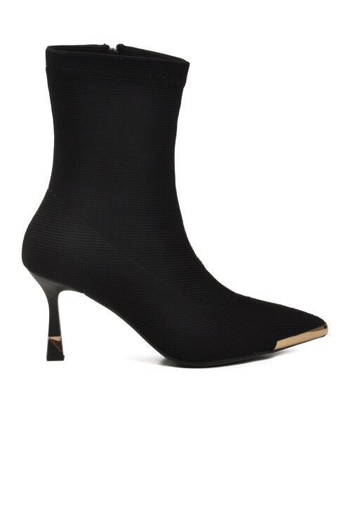 Siyah İnce Topuklu Örme Kadın Bot 878604 Z