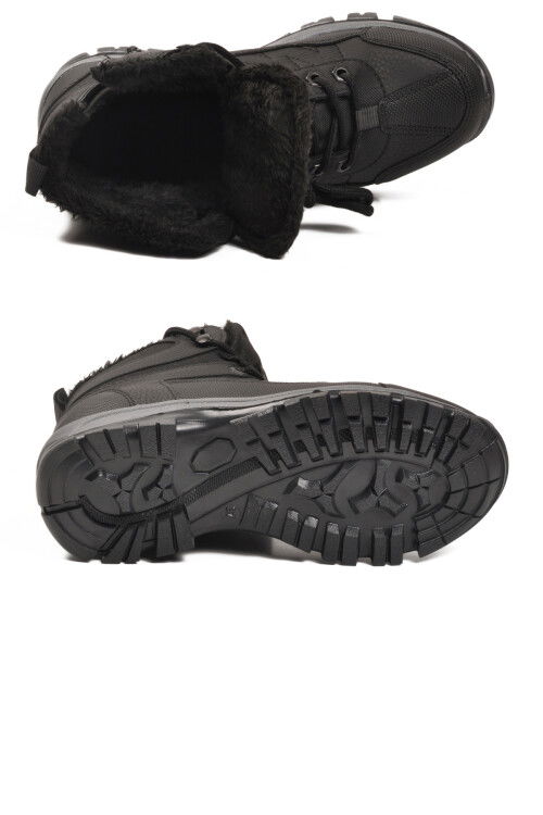 Siyah Kırışık İçi Kürklü Soğuğa Dirençli Kaymaz Taban Unisex Outdoor Bot 980 G