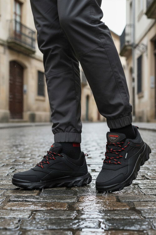 Siyah Kırmızı Su Geçirmez Kaymaz Erkek Outdoor Ayakkabı M7201 M