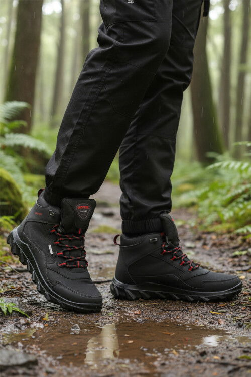 Siyah Kırmızı Su Geçirmez Kayma Taban Erkek Outdoor Bot M7200 M