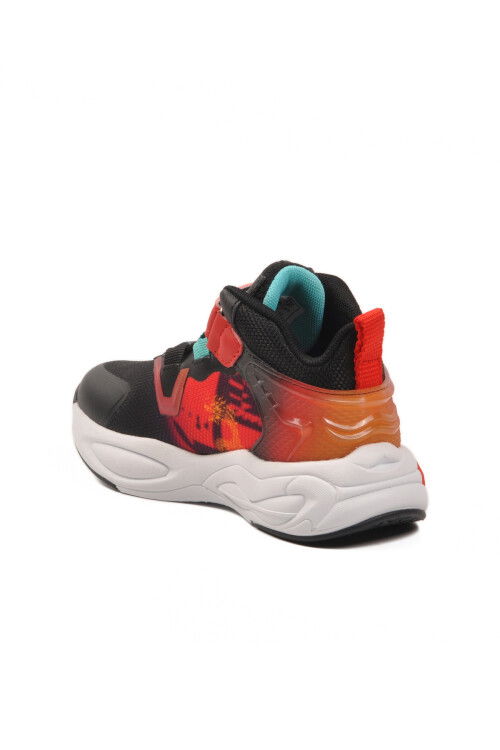 Siyah Kırmızı Cırtlı Hafif Esnek Erkek Çocuk Spor Ayakkabı 161-T5411102 P