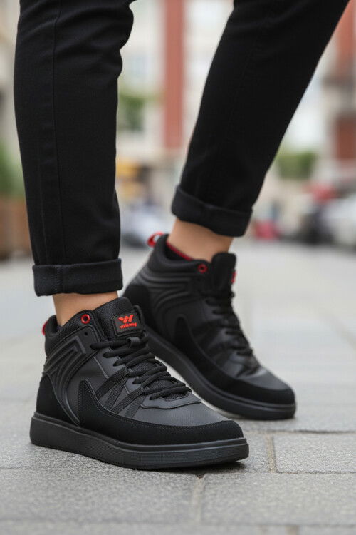 Siyah Hafif Esnek Bağcıklı Erkek Spor Ayakkabı Ferra 2808 M