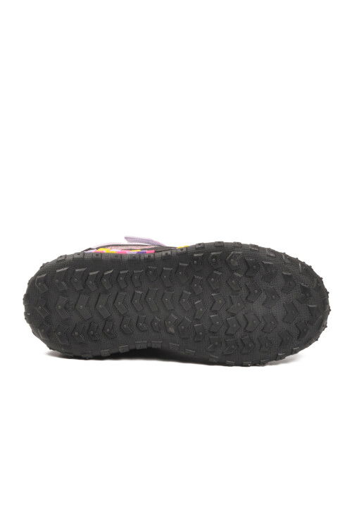 Siyah Lila Cırtlı Kaymaz Kız Çocuk Spor Ayakkabı 811 F