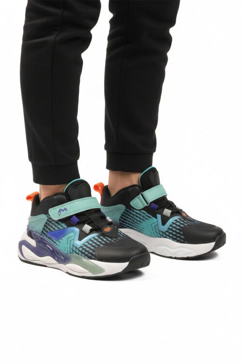 Siyah Cırtlı Hafif Esnek Erkek Çocuk Spor Ayakkabı 161-T5411102 F