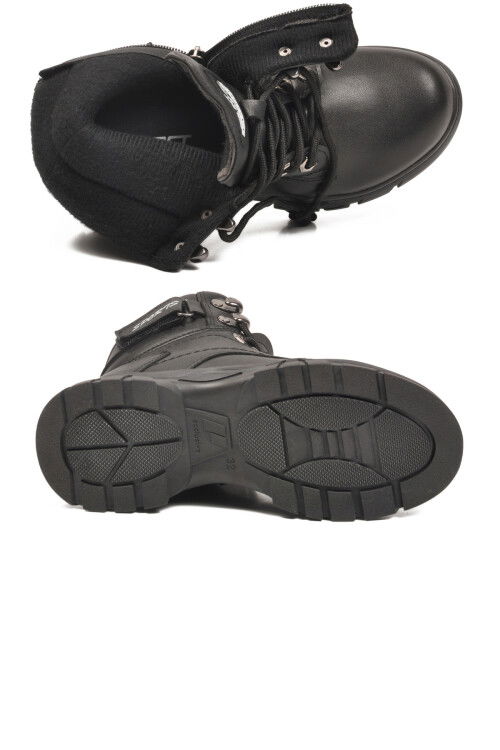 Siyah İçi Polarlı Kaymaz Taban Unisex Çocuk Bot 24035 F