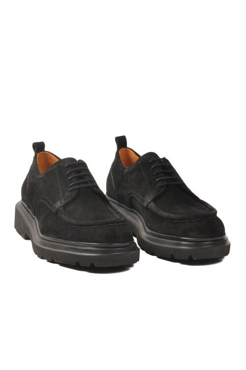 Siyah Nubuk Hakiki Deri Erkek Casual Ayakkabı 54083 M