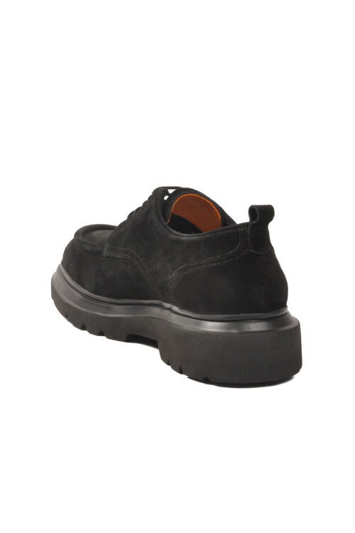 Siyah Nubuk Hakiki Deri Erkek Casual Ayakkabı 54083 M