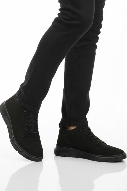 Siyah Nubuk Hakiki Deri Ortopedik Erkek Casual Ayakkabı 142 M