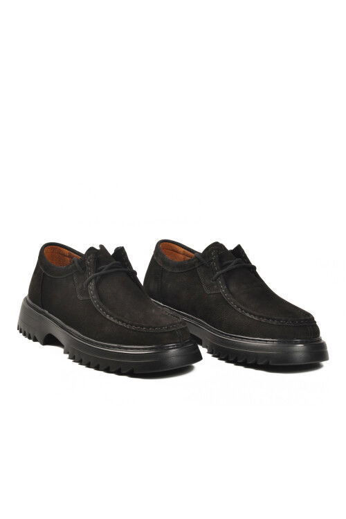 Siyah Nubuk Hakiki Deri Erkek Casual Ayakkabı 6796 M