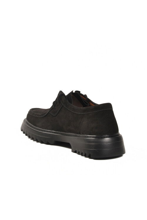 Siyah Nubuk Hakiki Deri Erkek Casual Ayakkabı 6796 M