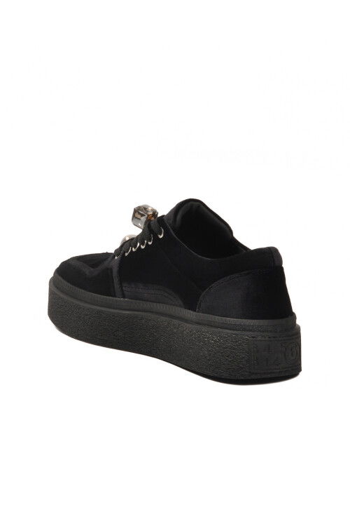 Siyah Nubuk Bağcıklı Yüksek Taban Kadın Sneaker 25K475 Z