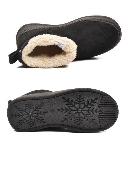 Siyah Nubuk Kürklü Soğuğa Dirençli Kaymaz Kadın Bot 25001 Z