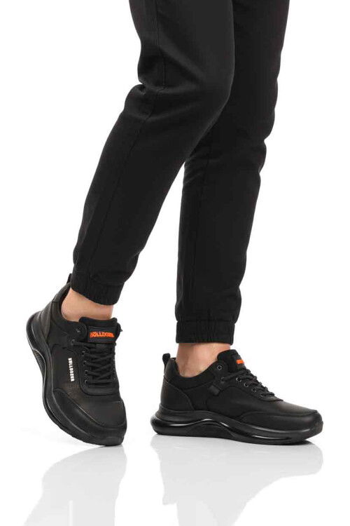 Siyah Nubuk Hakiki Deri Geniş Kalıp Erkek Casual Ayakkabı 260224 M